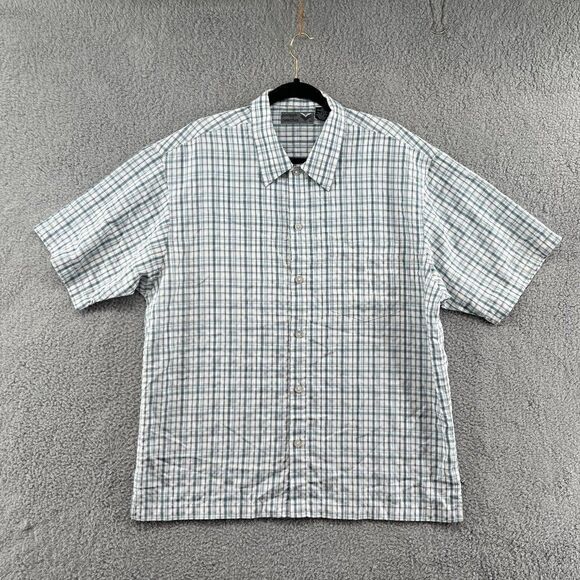 Pineapple Connection Shirt Mens Large Short Sleeve Seersucker Gingham Button Up - Picture 1 of 13